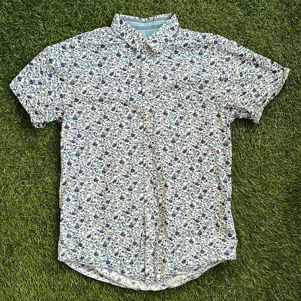 Steel & Jelly London Floral Print Short Sleeve Button-down Shirt